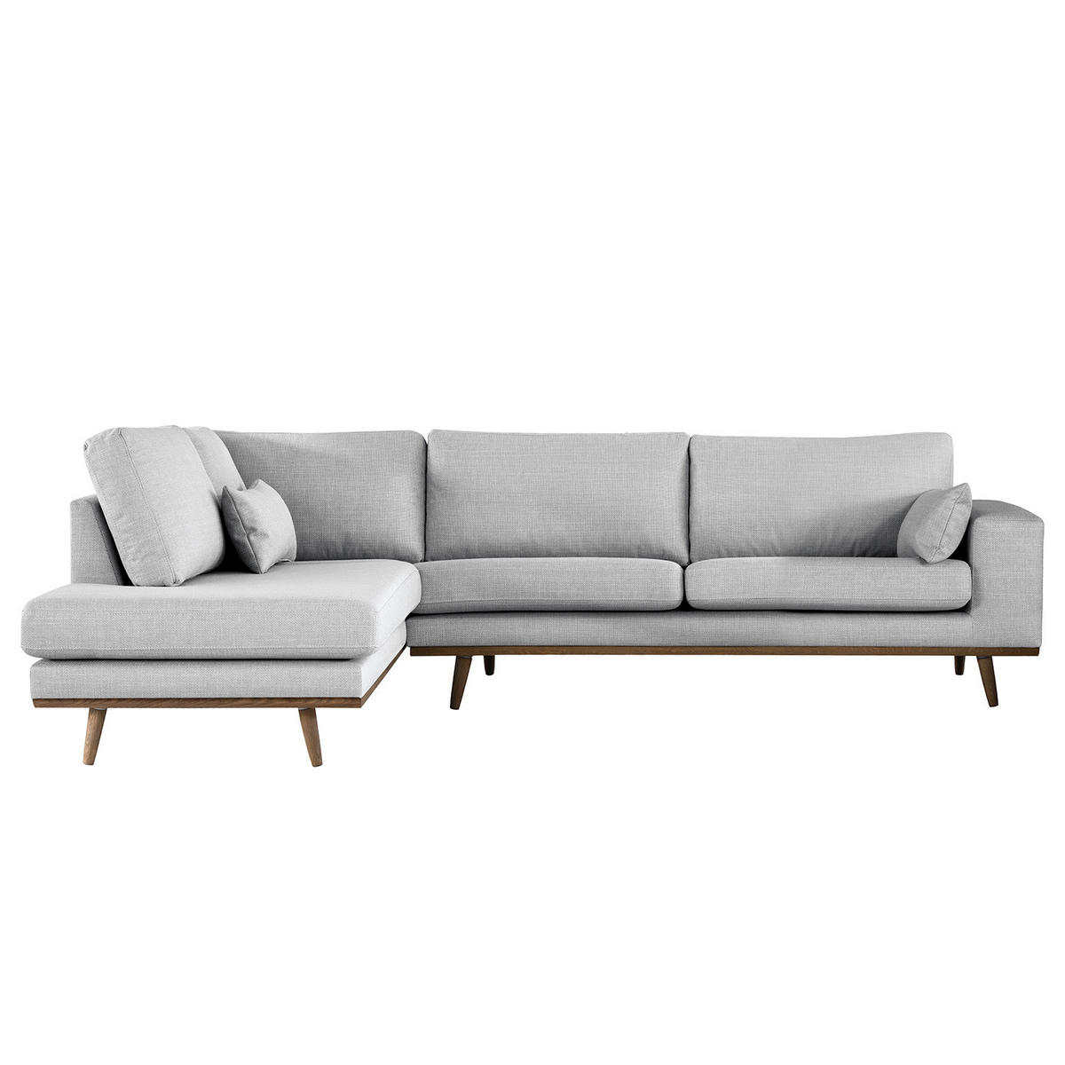 ECKSOFA mit Ottomane - Eichefarben/Hellgrau, Eichenholz/Textil (287/219cm) - home24