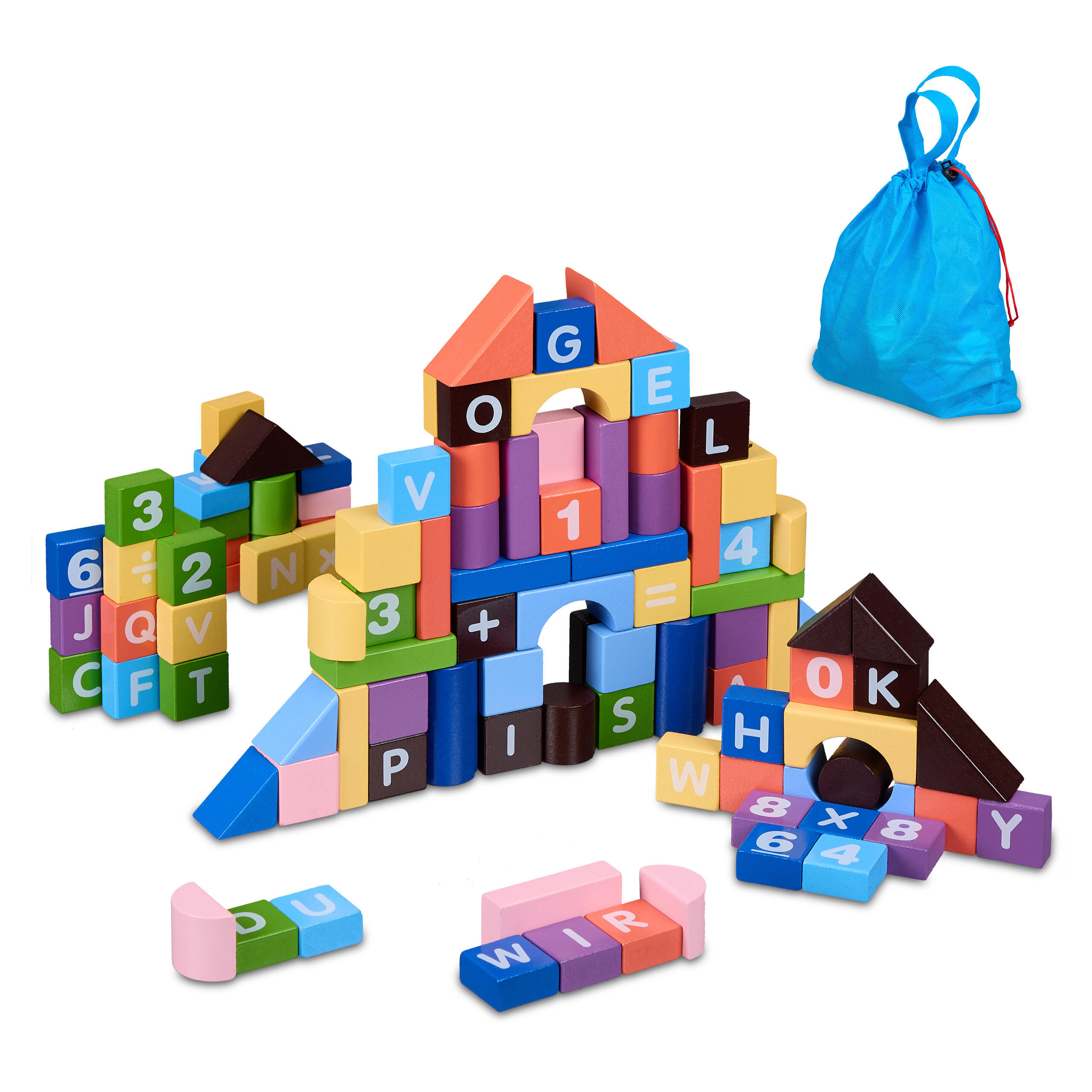 BAUSTEINE-SET - Multicolor, Holzwerkstoff (30/0.5cm) - Relaxdays