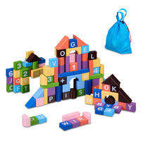 BAUSTEINE-SET - Multicolor, Holzwerkstoff (30/0.5cm) - Relaxdays