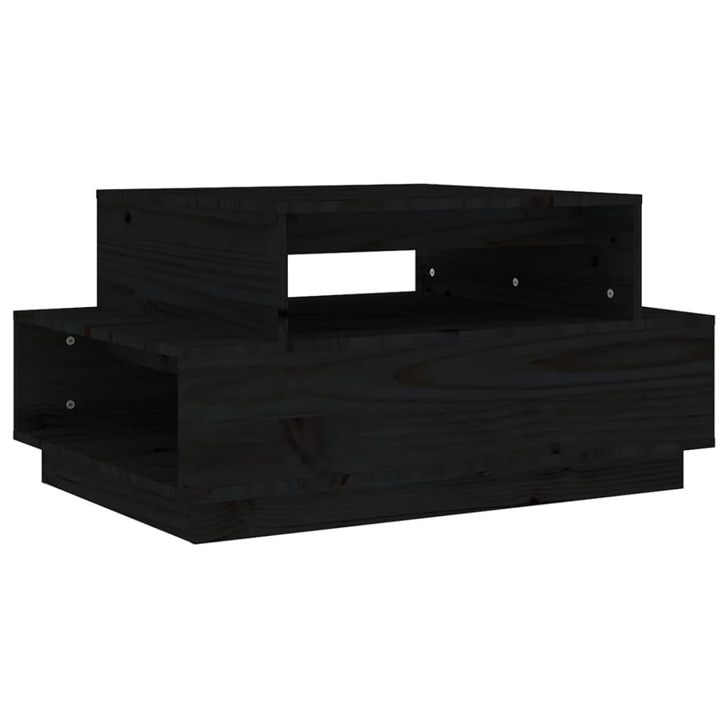 COUCHTISCH Schwarz 80x55x40,5 cm Massivholz Kiefer - Schwarz, Holz (80/55/40.5cm) - furnicato