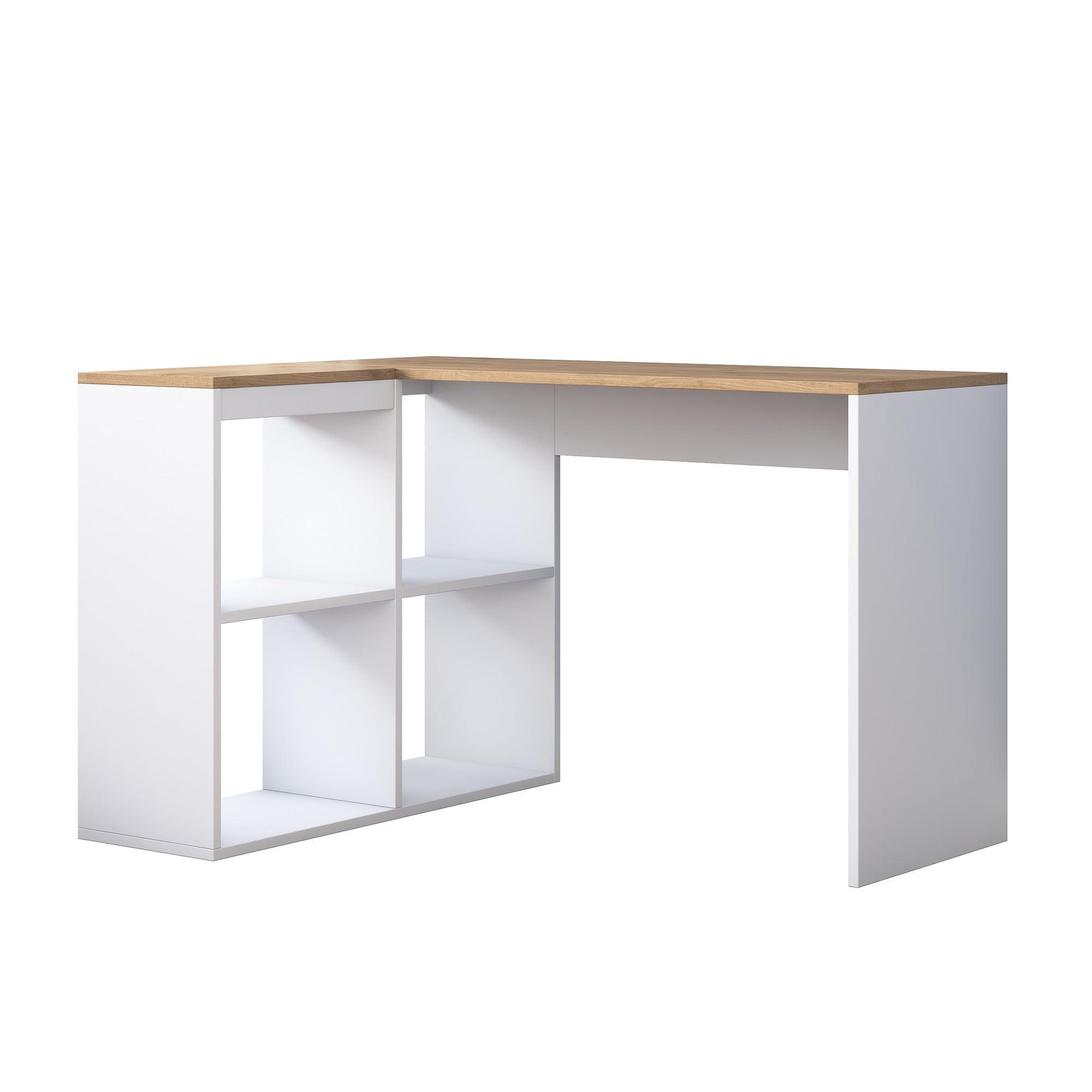 ECKSCHREIBTISCH in eiche- und weissoptik 50/120/74,8 cm - Eichefarben, Holzwerkstoff (55/50/74.8cm) - Calicosy