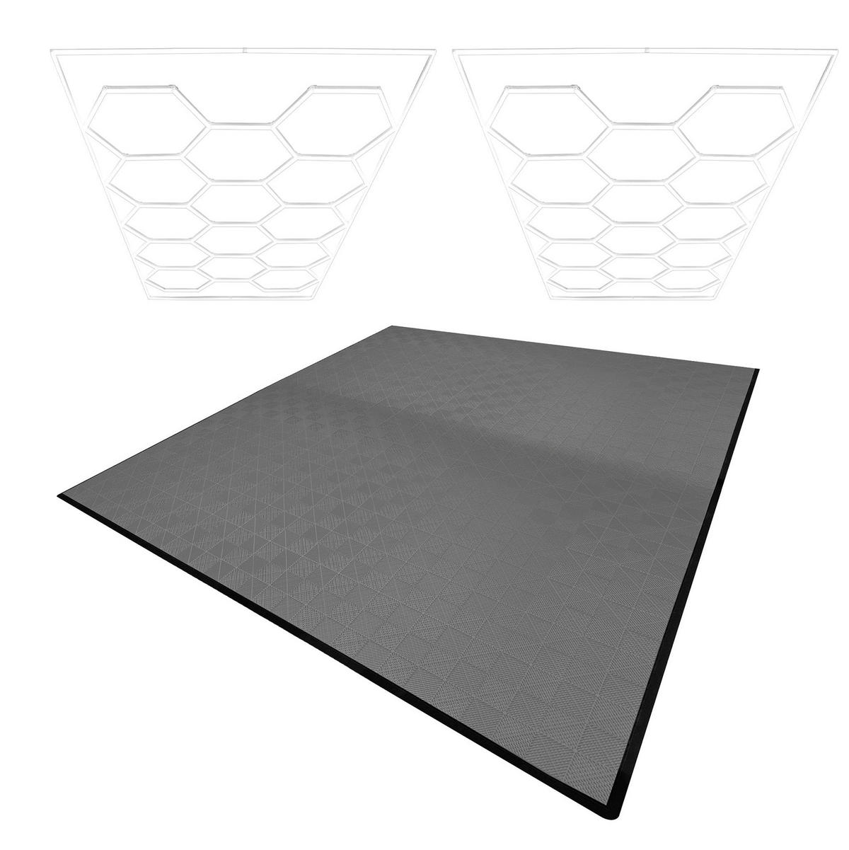 GARAGENBODENFLIESEN Belüftete und sechseckige LED-Leuchten x 225 mit Kanten – Grau - Grau, Kunststoff (40/1.8/40cm)