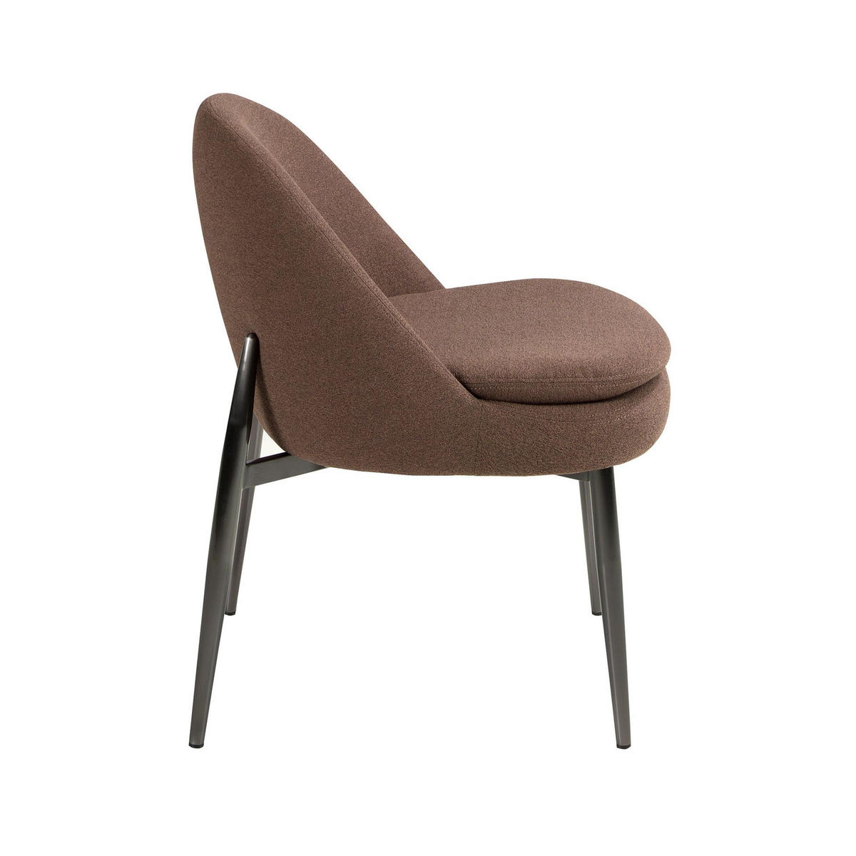 STUHL Stuhl aus dunkelbraunem Stoff 51/62/77 cm - Chromfarben/Dunkelbraun, Textil/Metall (51/77/62cm) - ANGEL CERDA