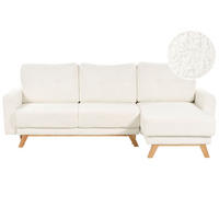 3-SITZER-ECKSOFA Bouclé cremeweiß rechtsseitig mit Schlaffunktion Stauraum Siro - Hellbraun/Weiß, Textil (240/142cm) - Beliani
