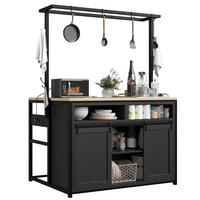 KÜCHENINSEL Küchenschrank mit Arbeitsplatte STROMANSCHLUSS Holzoptik Schwarz 107/62/183 cm - Schwarz, Kunststoff (62/183/107cm) - Rolipo