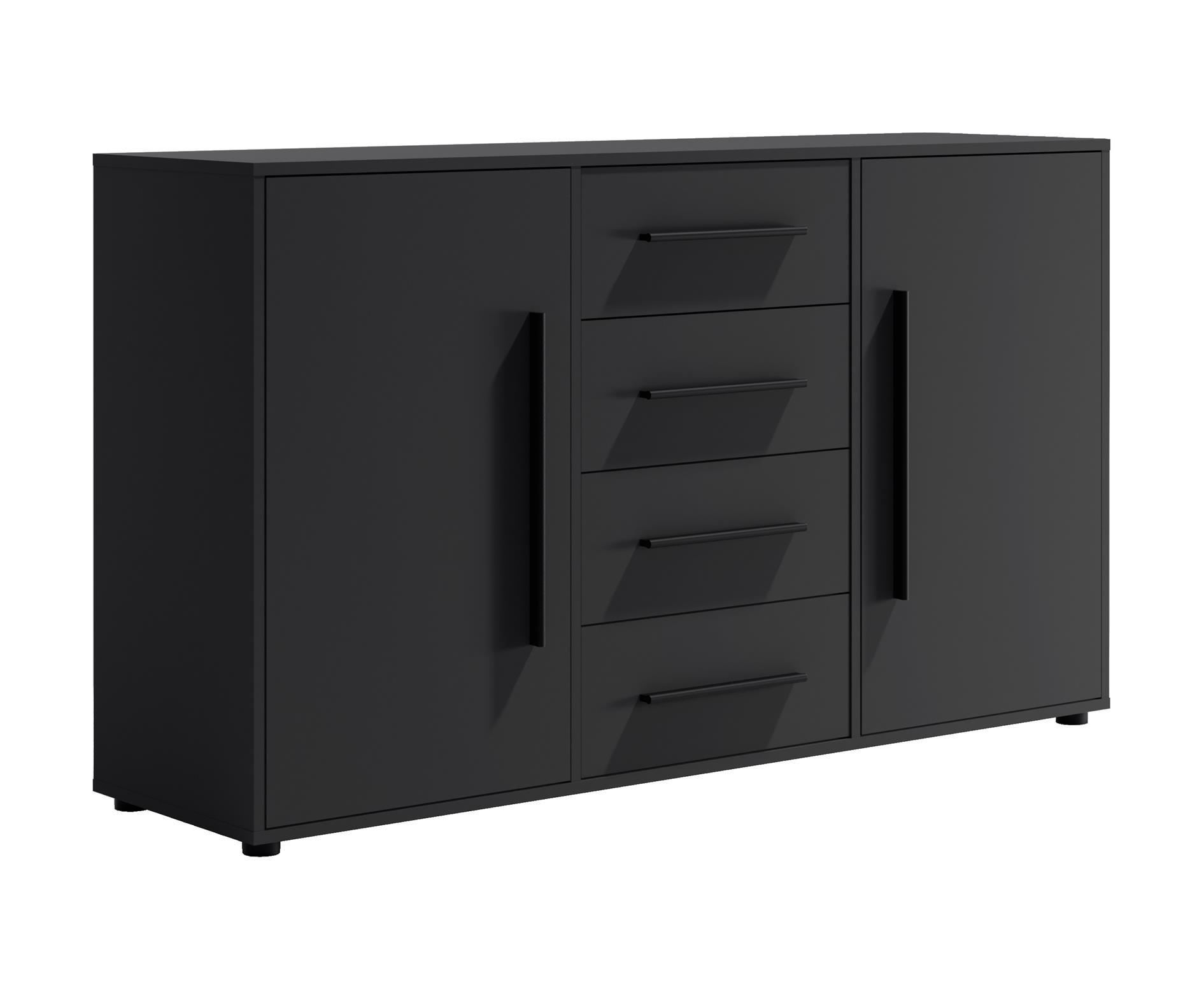 KOMMODE Maxivo Schwarz - Schwarz, Holzwerkstoff (150/87/40cm) - Bettso