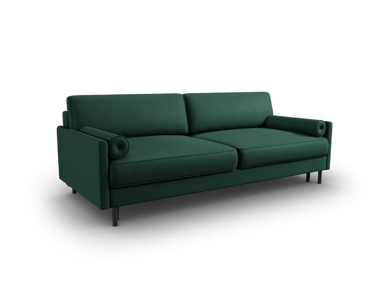 AUSKLAPPBARES-SOFA mit Bettkasten Scott aus strukturiertem Stoff grün 3 Sitzplätze - Grün, Textil (97/87/212cm) - Micadoni