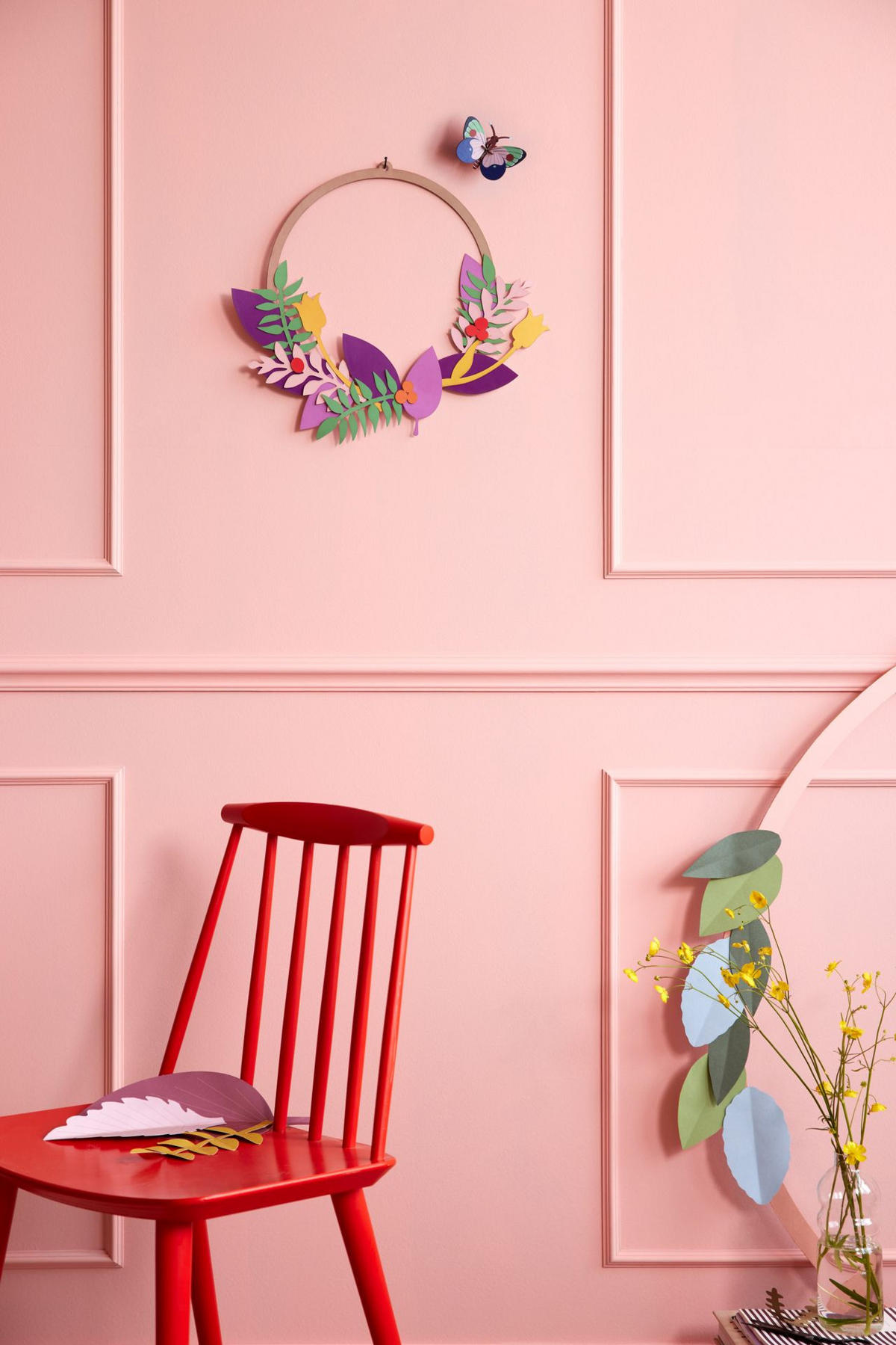 WANDDEKO Blumiger Schmetterling 31/31 cm - Multicolor, Wellpappe (31/31/1cm) - KUNSTLOFT