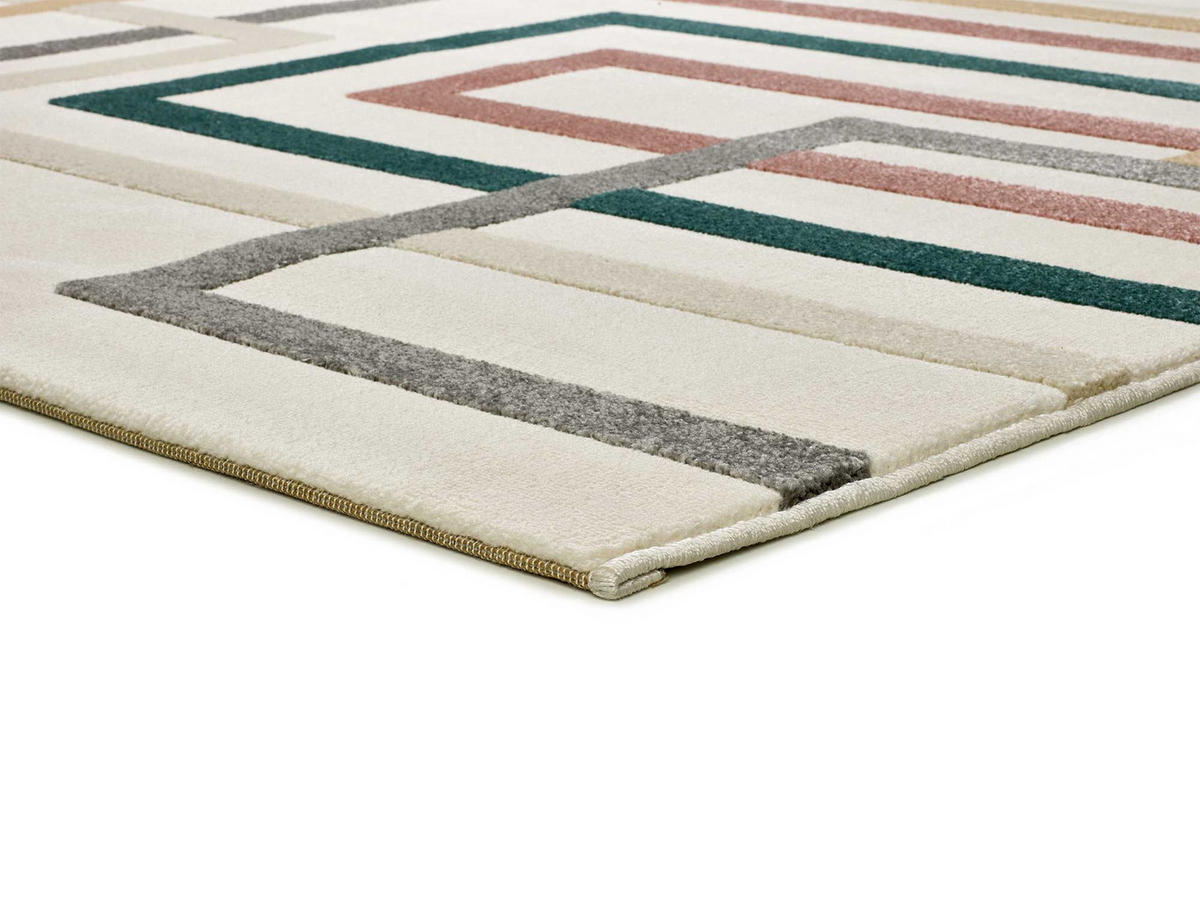 WEBTEPPICH mit geometrischem WeißKarisma 160/230 cm - Blau/Multicolor, Naturmaterialien/Textil (160/230cm) - Atticgo