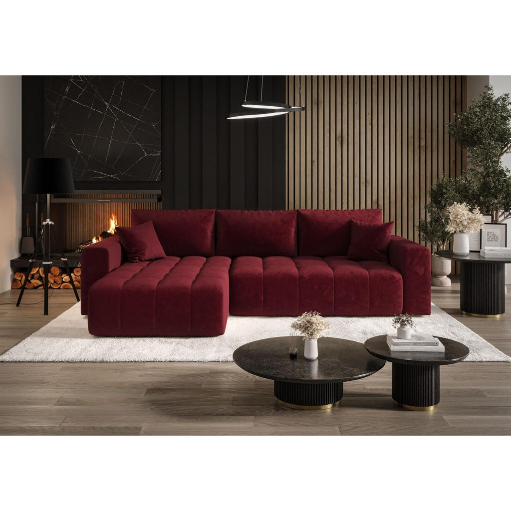 Thumbnail - Fun Möbel Ecksofa, Rot, Textil, Ottomane links, 280x185 cm, Wohnzimmer, Sofas & Couches, Wohnlandschaften, Ecksofas