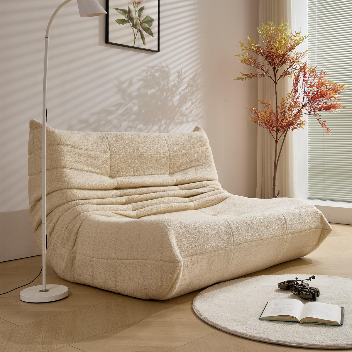 LIEGESESSEL 149/120/82 cm Beige Ergonomische Unterstützung für Schlafzimmer Wohnzimmer - Beige, Textil (120/82/149cm) - OKWISH