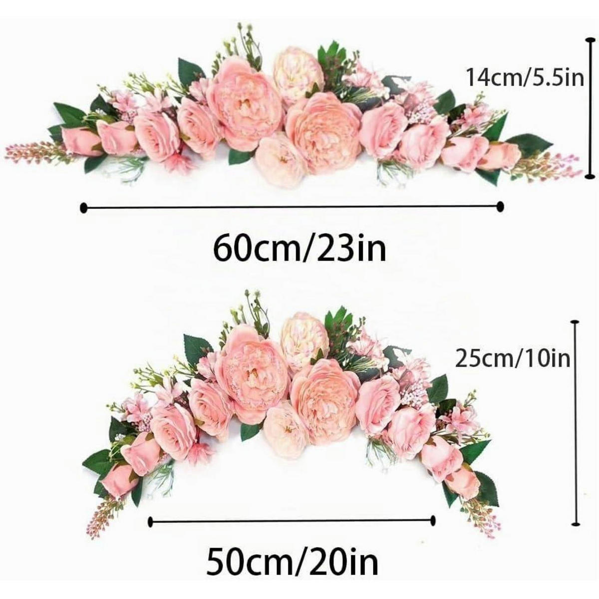 BLUMENGIRLANDE Pfingstrosen Swag 60 cm - Rosa, Textil (8cm)