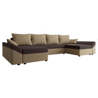 WOHNLANDSCHAFT Dante U - Beige/Schwarz, Holz/Kunststoff (310/82/140cm) - MIRJAN24