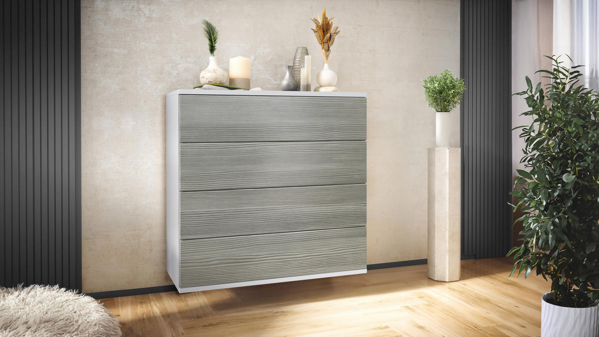 KOMMODE Pavos Avola-Anthrazit - Anthrazit/Hellgrau, Holzwerkstoff (76/76/35cm) - Vladon