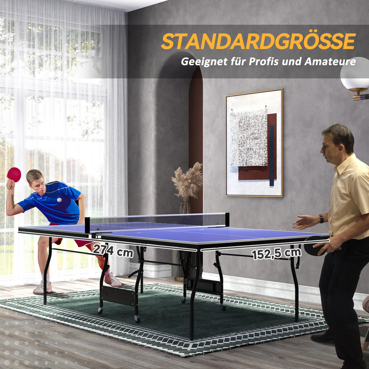 TISCHTENNISPLATTE MDF Stahl Blau - Blau, Holzwerkstoff (274/152.5/76cm) - SPORTNOW