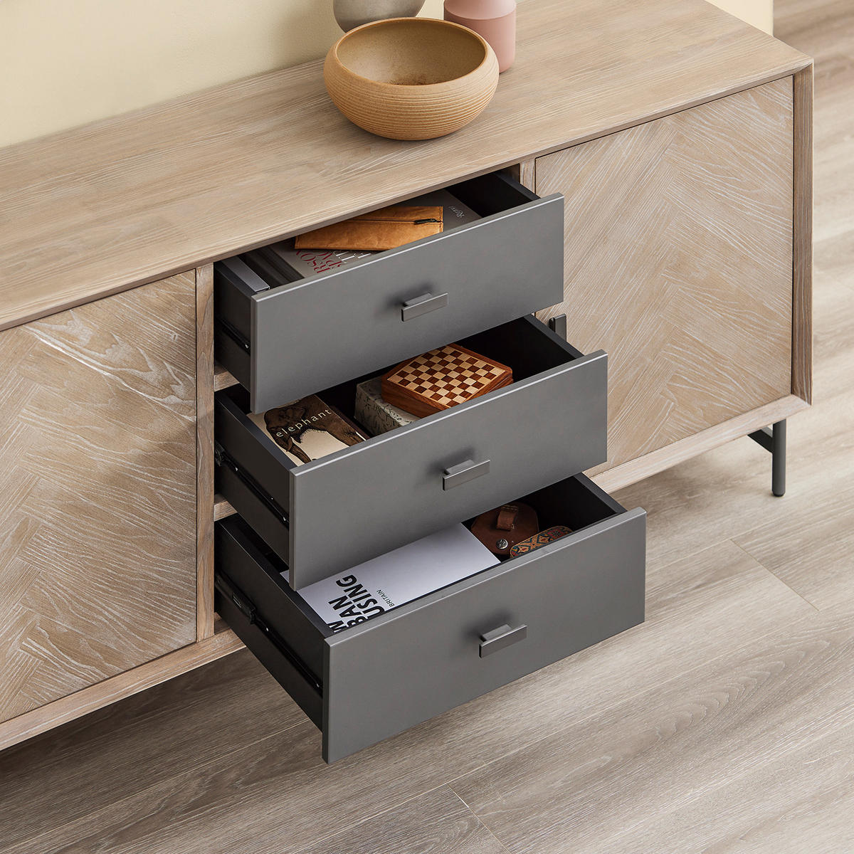 SIDEBOARD Natur - Naturfarben, Holzwerkstoff (200/81.5/40.6cm) - SoBuy