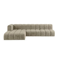 ECKSOFA Modulares In L-Form, Velvet-Stoff Riviera, Beige, Links, GRAND 295 cm - Beige, Holz (295/179cm) - Kaiser Möbel