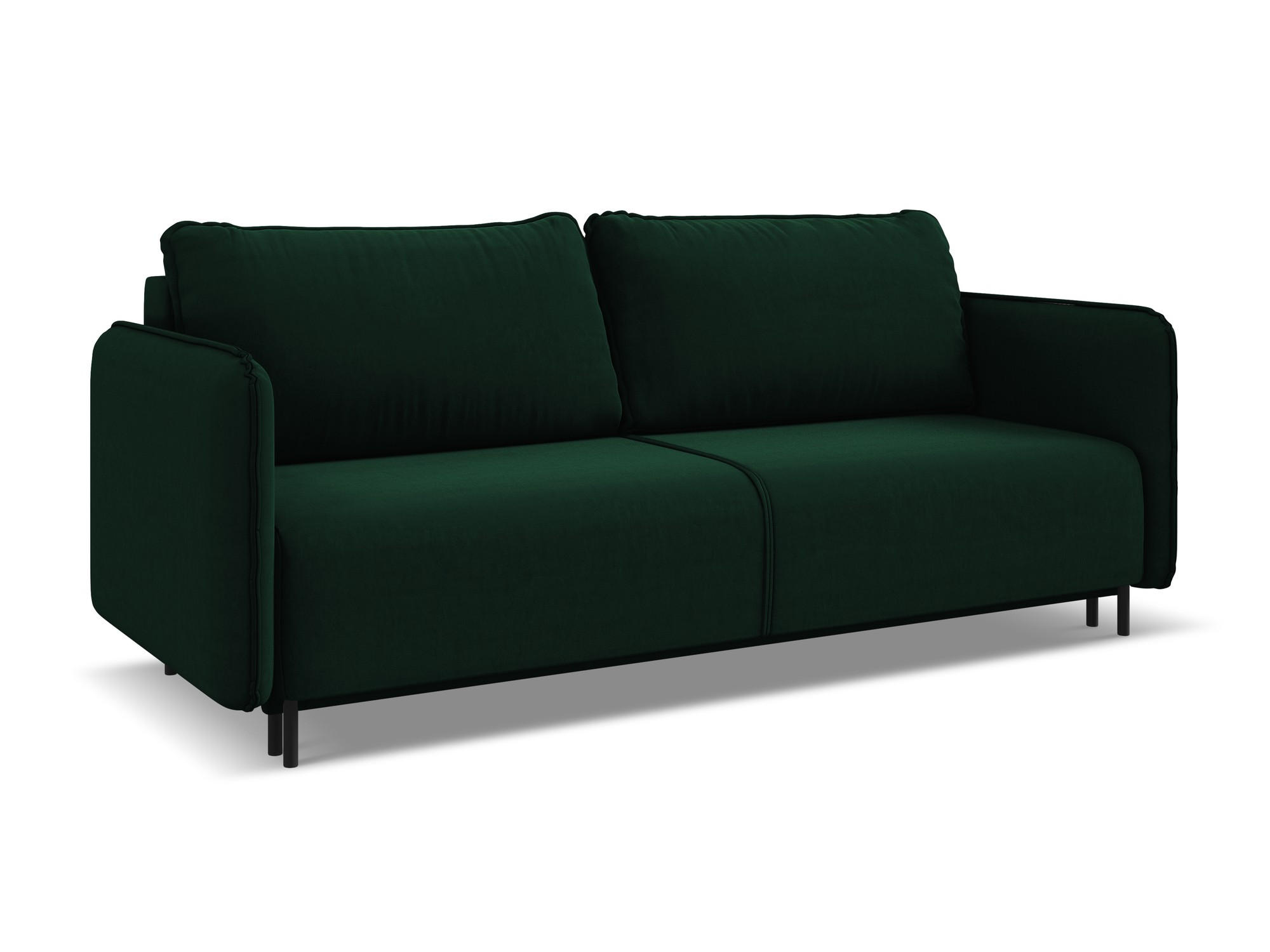 3-SITZER SOFA mit Schlaffunktion Samt Stoff Grün - Dunkelgrün/Schwarz, Holz/Textil (226/90/92cm) - Makamii