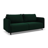 3-SITZER SOFA mit Schlaffunktion Samt Stoff Grün - Dunkelgrün/Schwarz, Holz/Textil (226/90/92cm) - Makamii