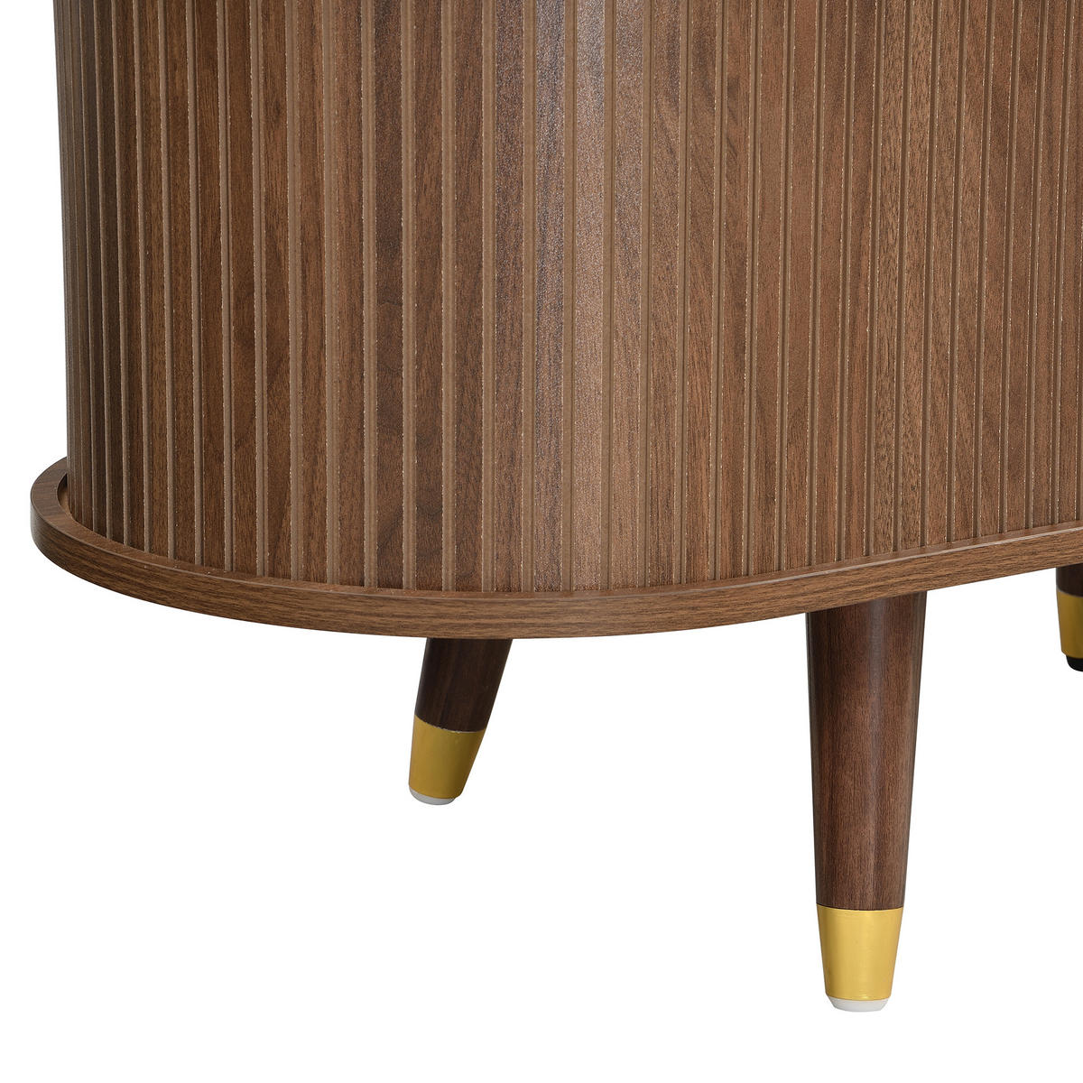 LOWBOARD TV-Schrank mit Schiebetür Rattan, Walnuss-Optik, Goldakzente, Groß, Holz/Rattan Design - Nussbaumfarben, Glas/Holzwerkstoff (175/45/38cm) - EVRYAE