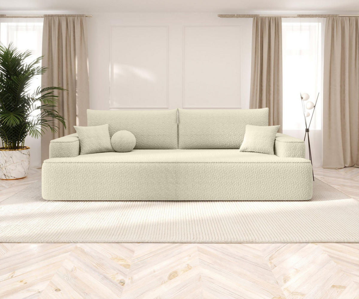 SOFA mit Schlaffunktion FIGO Quelle 02 - Ecru, Textil (250/75/150cm) - Bedante