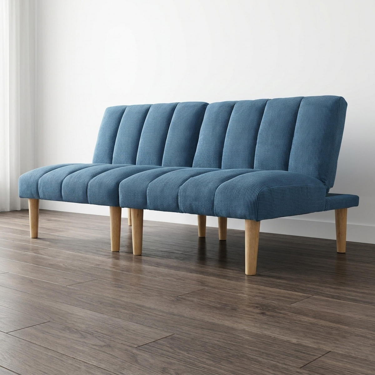 SCHLAFSOFA 167/82/72 cm Blau Cord mit 3-fach verstellbarer Rückenlehne - Blau, Textil (82/72/167cm) - Oxeza