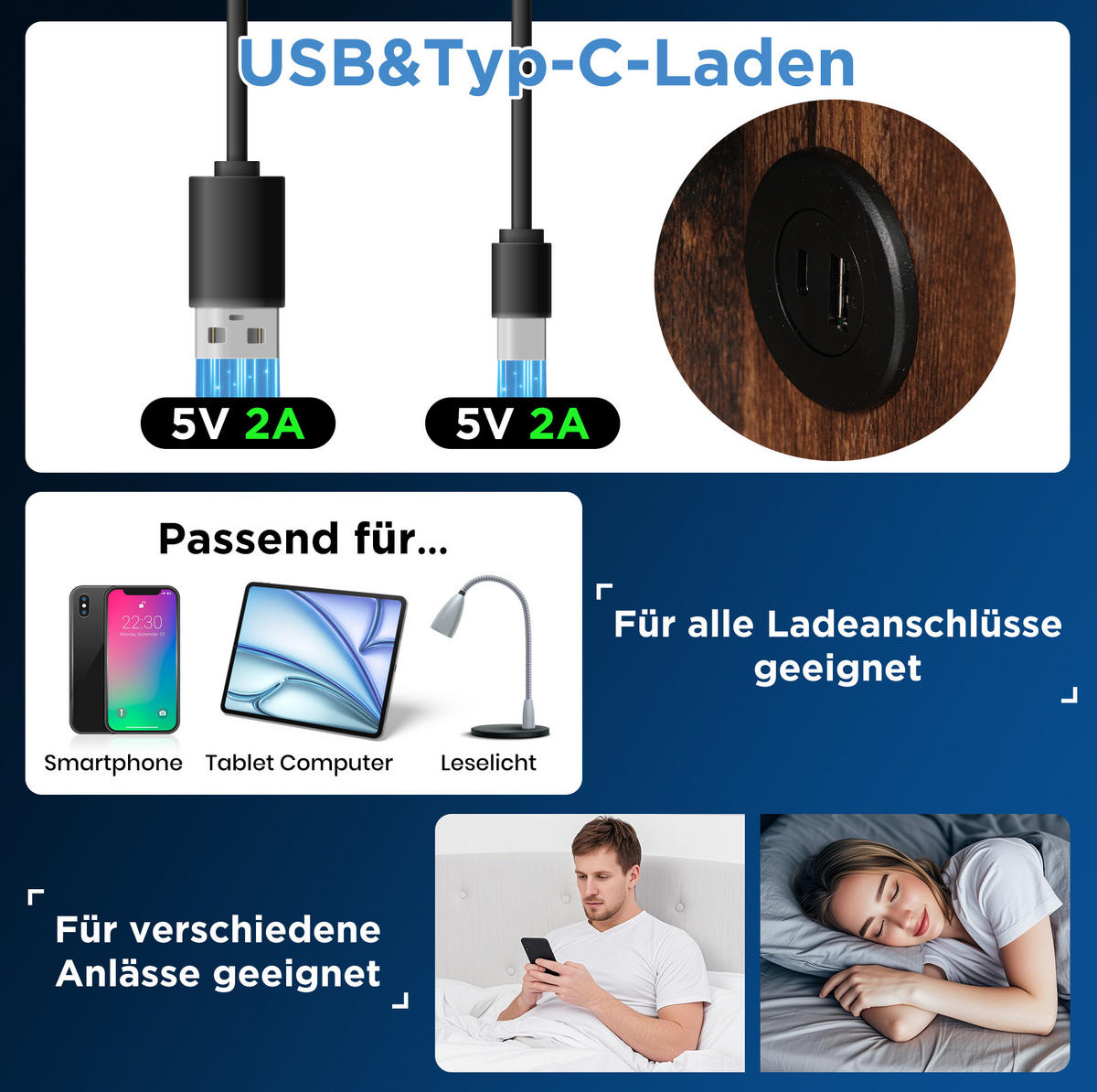 POLSTERBETT 180x200 cm in Grau mit Bettkasten, kabellosem Laden und USB-Anschlüssen - Grau, Textil (180/200cm) - IVMEU