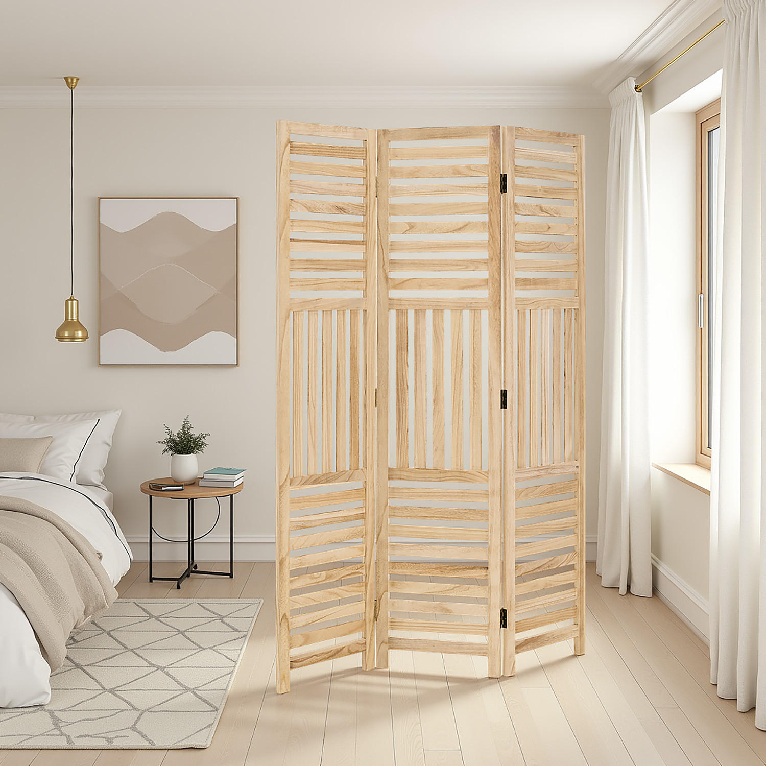 PARAVENT 120/170 cm Natur Holz - Beige, Holz (120/170/2cm) - Homestyle4u