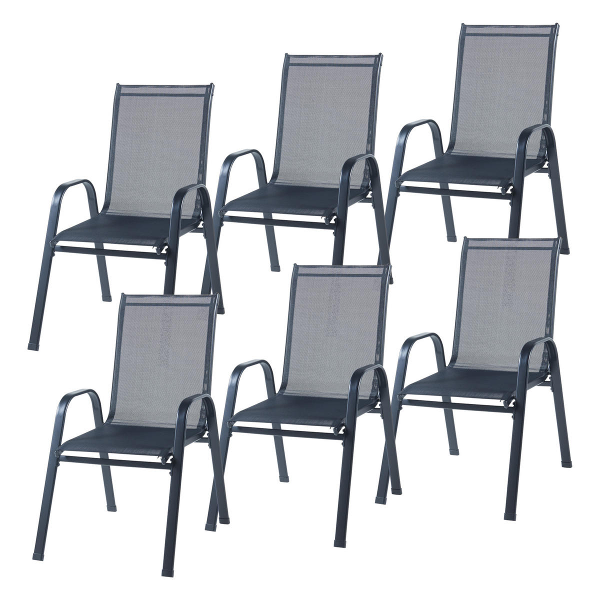 GARTENMÖBEL-SET 7 TLG. Aradeo - Schwarz, Textil/Metall - casa.pro