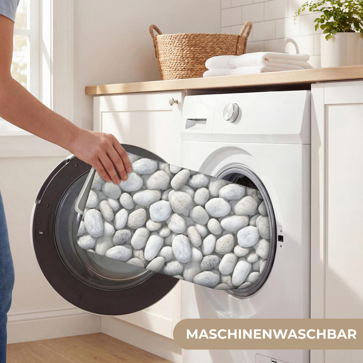 WC PŘEDLOŽKA Kameny - šedé - oválné 50x80 cm - světle šedá, textil/plast (50/1cm) - OnlyWow