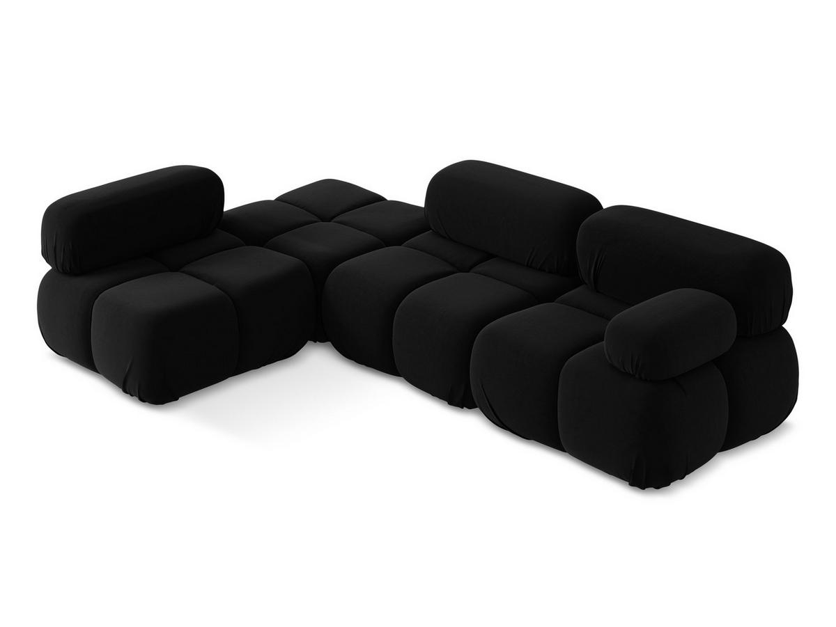 ECKSOFA Links Samt Stoff Schwarz - Schwarz/Orange, Kunststoff/Textil (190/285cm) - Makamii