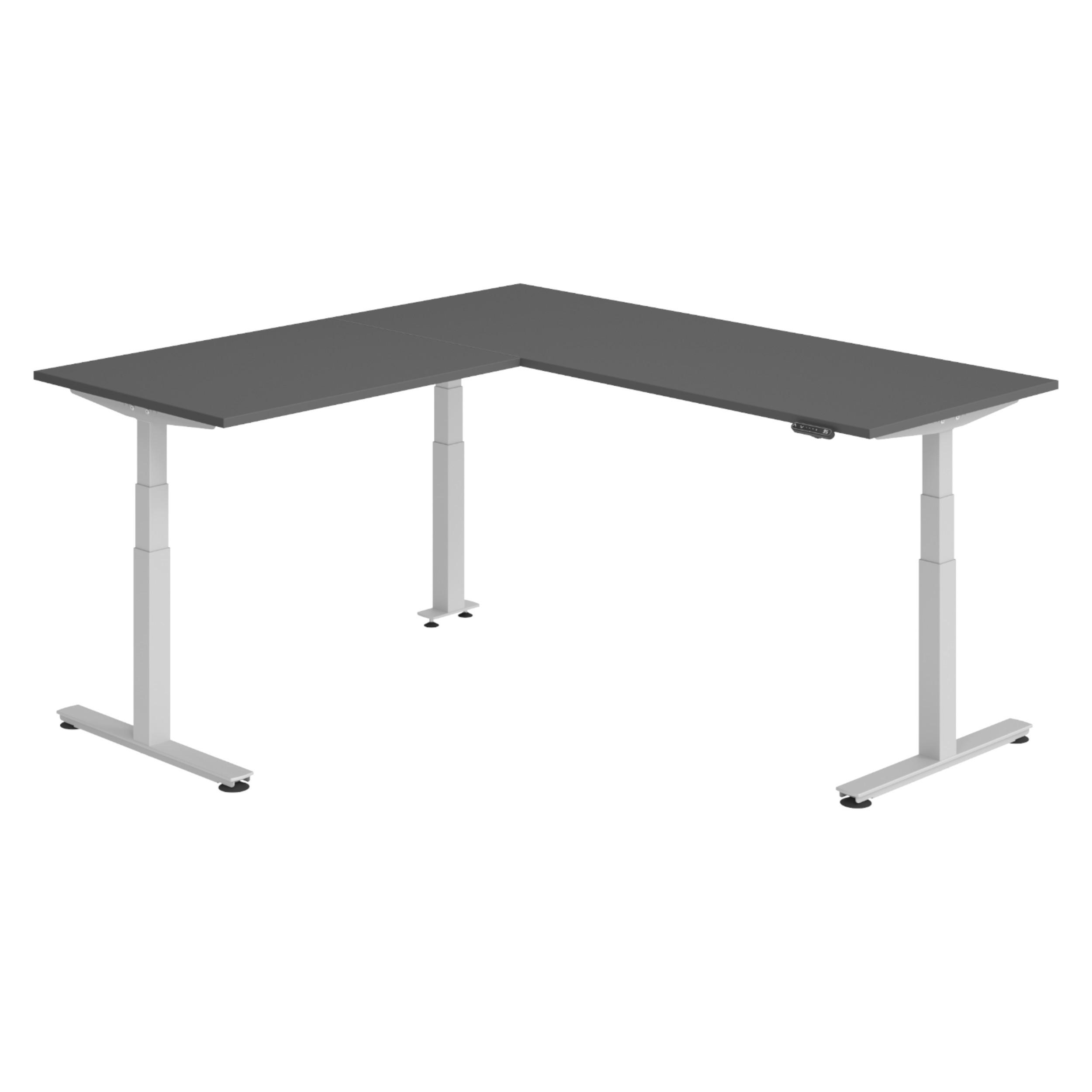 bümö Eckschreibtisch Graphit, Silber 200x74x200 cm