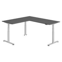 ECKSCHREIBTISCH elektrisch höhenverstellbar L-Form 200/200/74 cm in Graphitfarben/Silberfarben - Silberfarben/Graphitfarben, Holzwerkstoff (200/200/74cm) - bümö