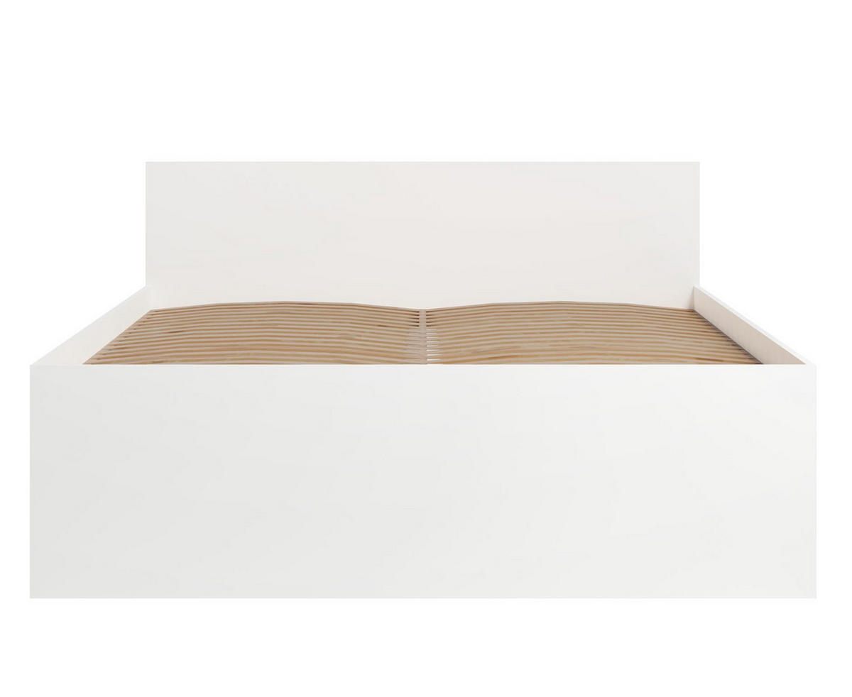 BETT Maxivo Weiß, mit hohem Kopfteil und Holzrahmen - Weiß, Holzwerkstoff (160/200cm) - Bettso