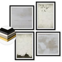 WANDBILDER 4er-Set - 50x50 cm & 40x60 cm Schwarzer Rahmen - Textur eines Vogelschwarms - Schwarz, Kunststoff (50/50cm) - ArtPrintCave