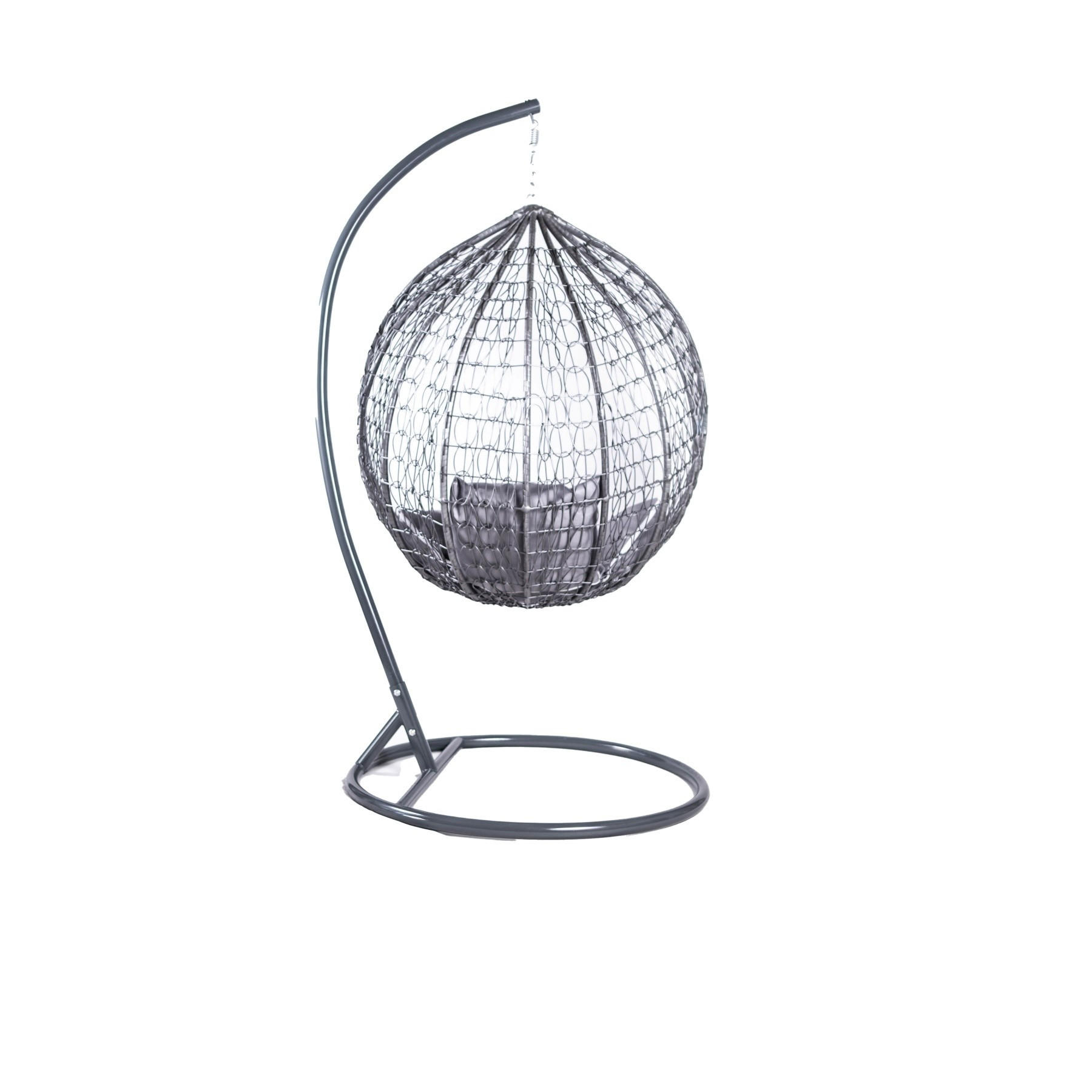 HÄNGESESSEL Cobe Grau, Grau Kissen, Garten Hängesessel Kokon aus Technorattan - Grau, Kunststoff/Metall (107/198/68cm) - Bettso