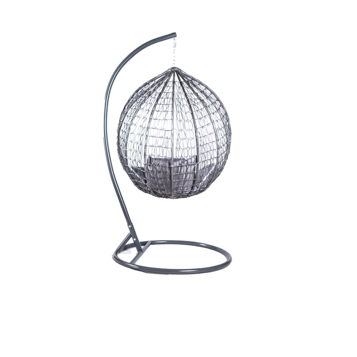 HÄNGESESSEL Cobe Grau, Grau Kissen, Garten Hängesessel Kokon aus Technorattan - Grau, Kunststoff/Metall (107/198/68cm) - Bettso