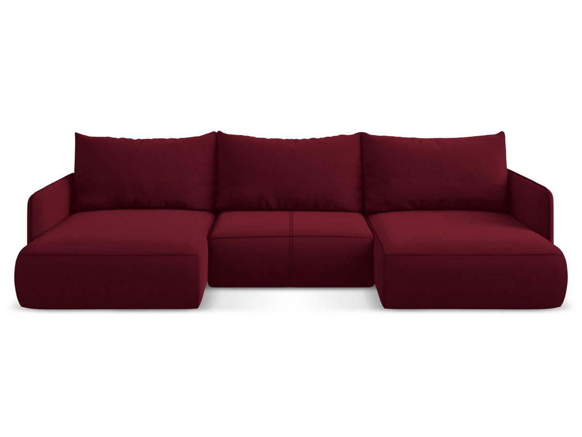 WOHNLANDSCHAFT Samt Stoff Rot - Bordeaux/Rot, Kunststoff/Textil (290/86/148cm) - Makamii