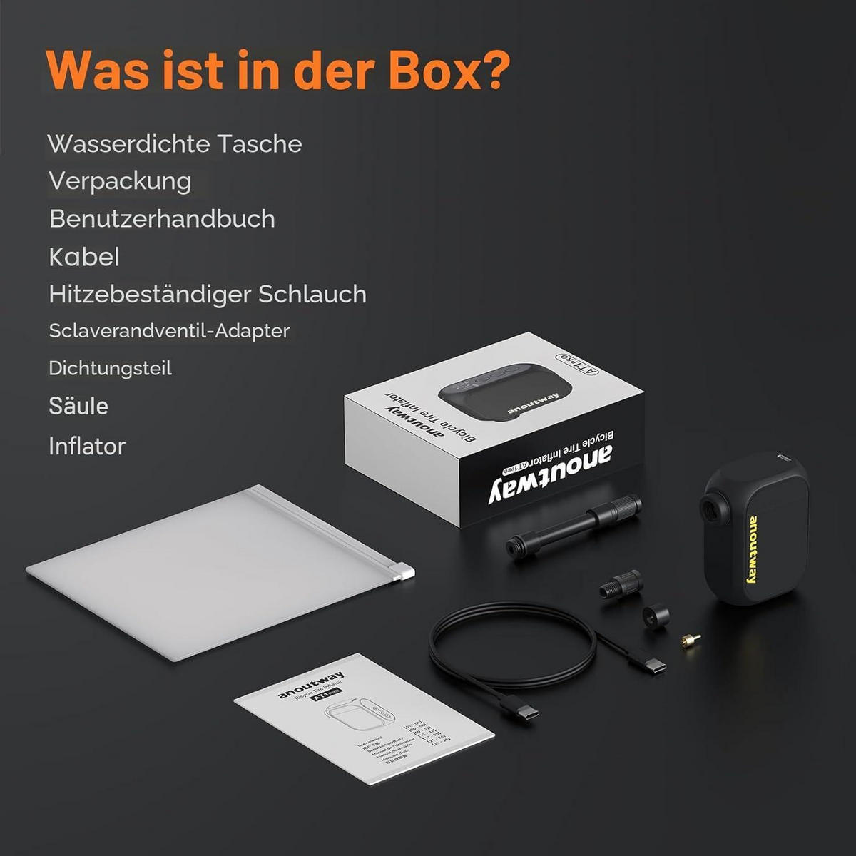 FAHRRADPUMPE elektrisch mit Digitalem Manometer - Schwarz, Kunststoff (2.8/7/4.9cm)