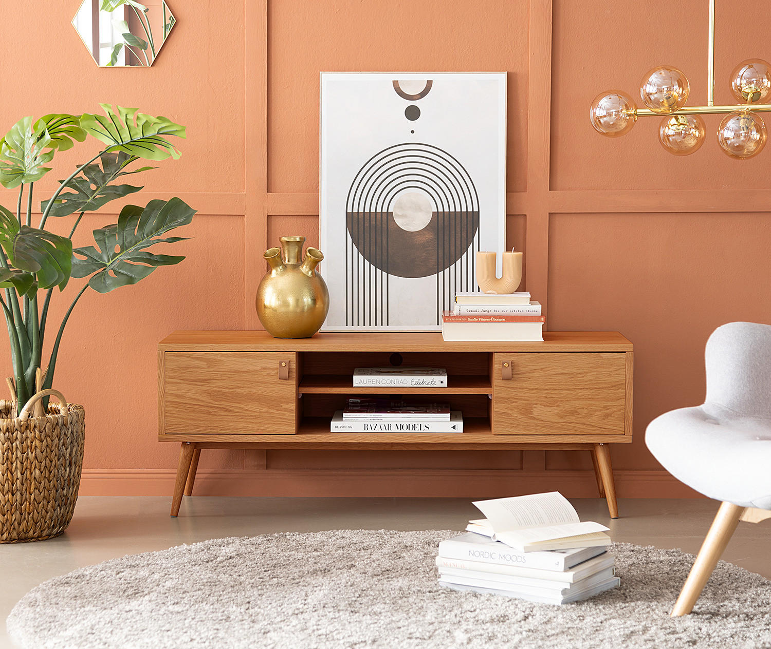 TV-LOWBOARD - Echtholzfurnier Eiche, 120 cm - Braun, Holzwerkstoff (120/45/40cm) - home24