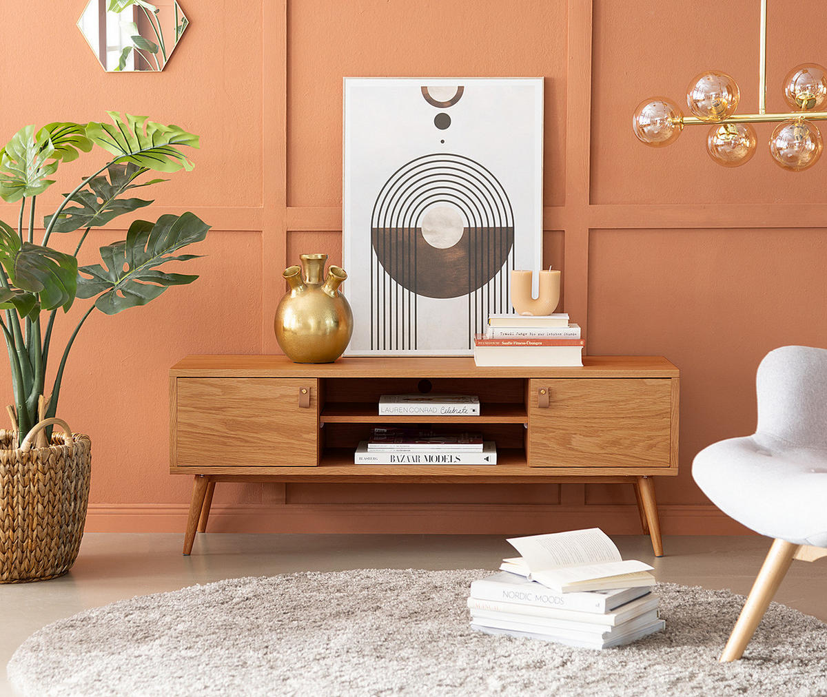 TV-LOWBOARD - Echtholzfurnier Eiche, 120 cm - Braun, Holzwerkstoff (120/45/40cm) - home24