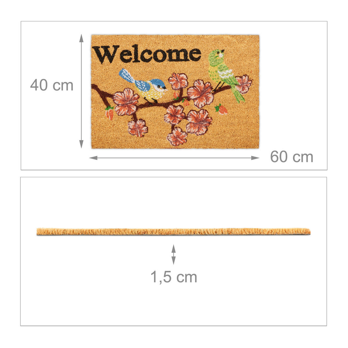 KOKOSFUSSMATTE - Multicolor, Kunststoff/Textil (60/40cm) - Relaxdays