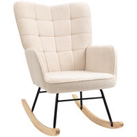 SCHAUKELSTUHL Sessel Relaxsessel bis 120 kg, Polyester, Beige 98x71x101cm - Champagner/Beige, Buchenholz/Textil (98/101/71cm) - HOMCOM