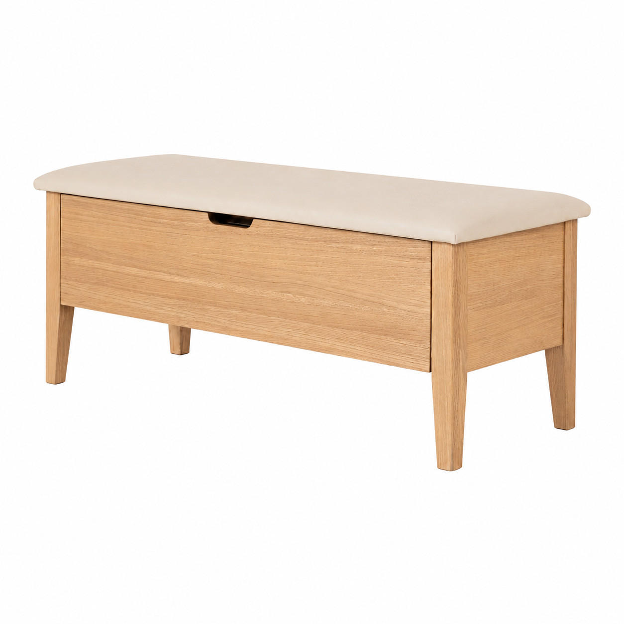 SITZBANK Oslo 90 cm, Eiche Natur, Leder Beige - Beige, Holz (90/42/42cm) - WOODEK