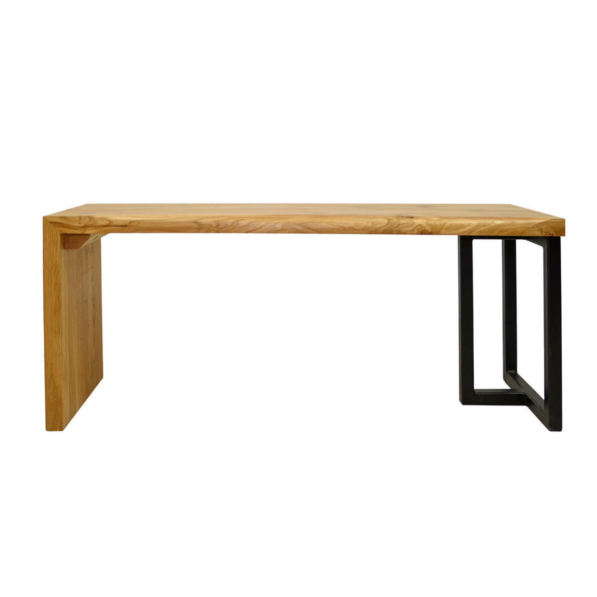 SITZBANK aus Eichenholz und Stahl fürs Wohnzimmer HUGON I - Eichefarben, Holz (110/45/35cm) - Rawood Furniture