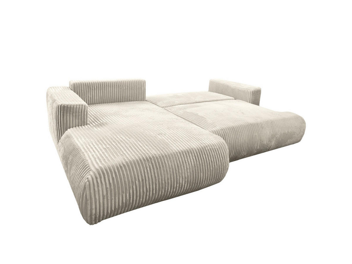 ECKSOFA Luna L links Ecru aus Cord - Ecru, Textil (271/195cm) - KS Home Concept