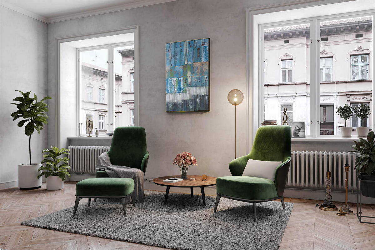 ÖLGEMÄLDE 80/120 cm - Türkis/Blau, Holz/Textil (80/120cm) - KUNSTLOFT