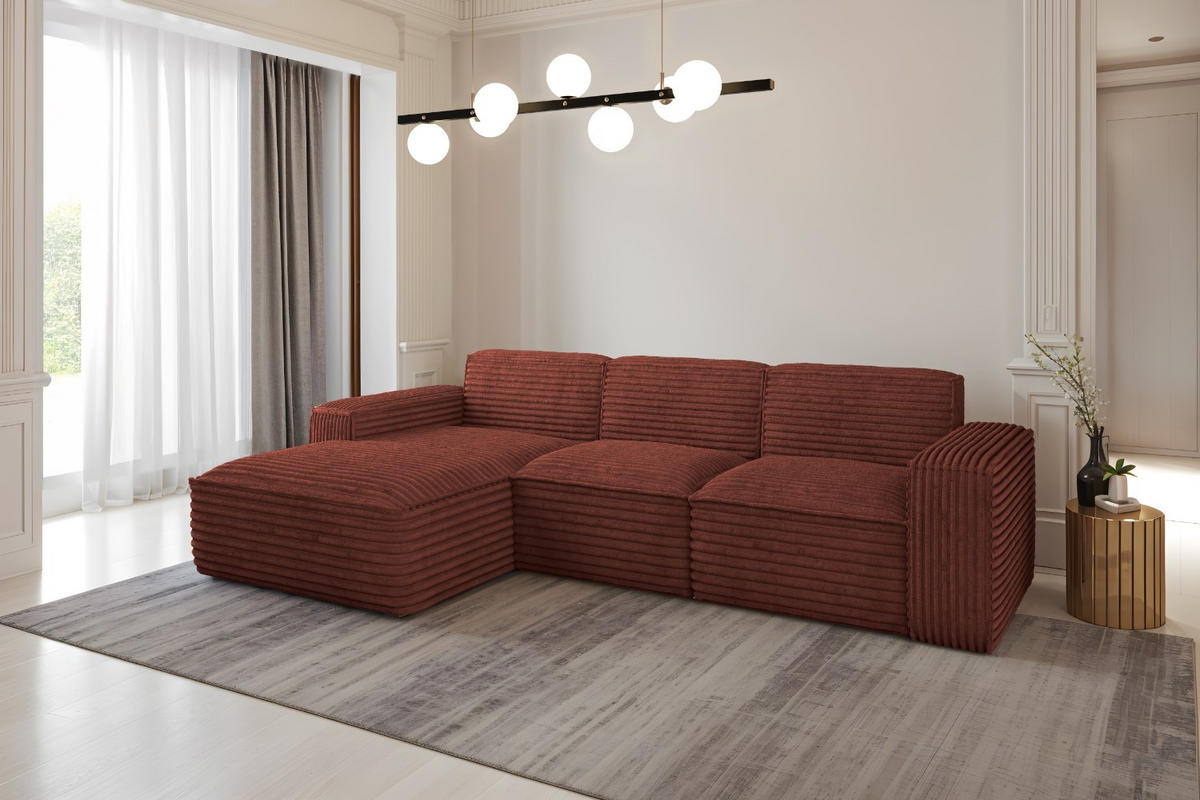 ECKSOFA L-Form Siena Stoff Velo Kupfer Links - Kupferfarben, Holz/Kunststoff (165/266cm) - Kaiser Möbel