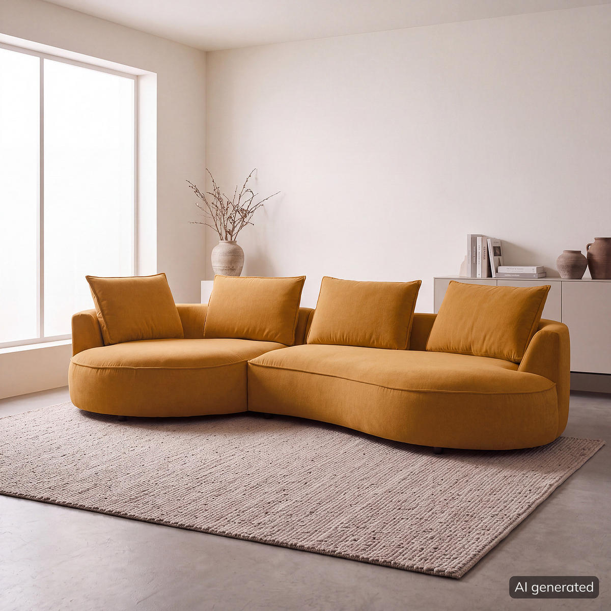 BIGSOFA - Gelb/Braun, Kunststoff/Textil (322/82/154cm) - home24