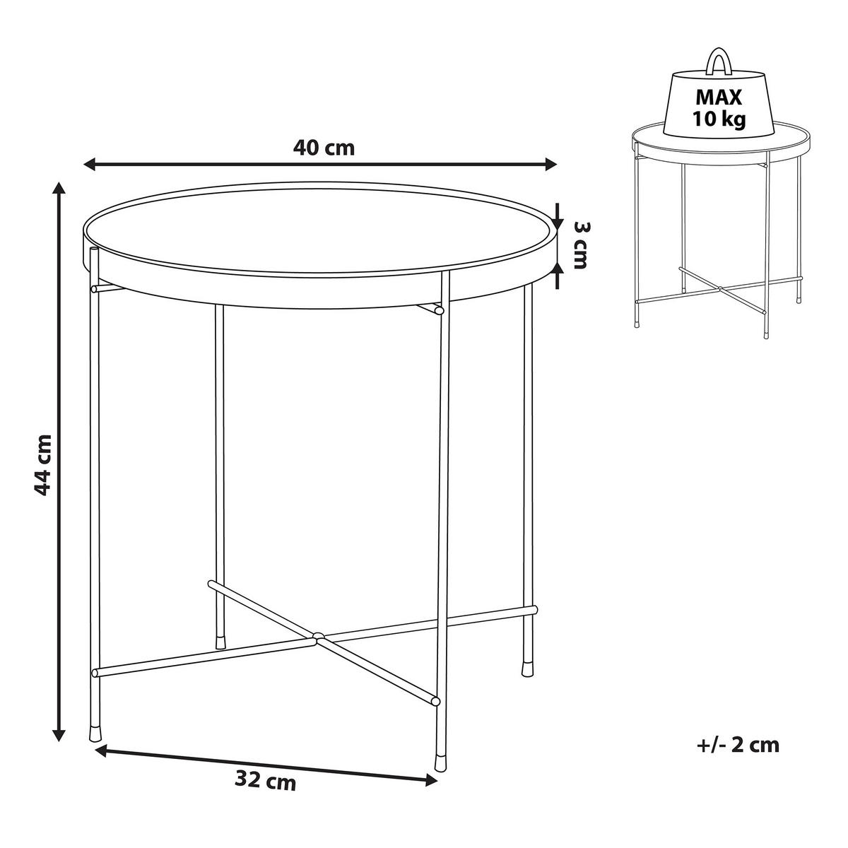 BEISTELLTISCH Glas schwarz/silber 40 cm Lucea - Silberfarben/Schwarz, Metall (40/40/44cm) - Beliani